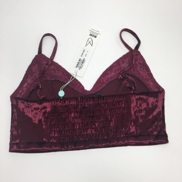 MINKPINK Velvet Lace Bra Wine Small NWT - Picture 5 of 6